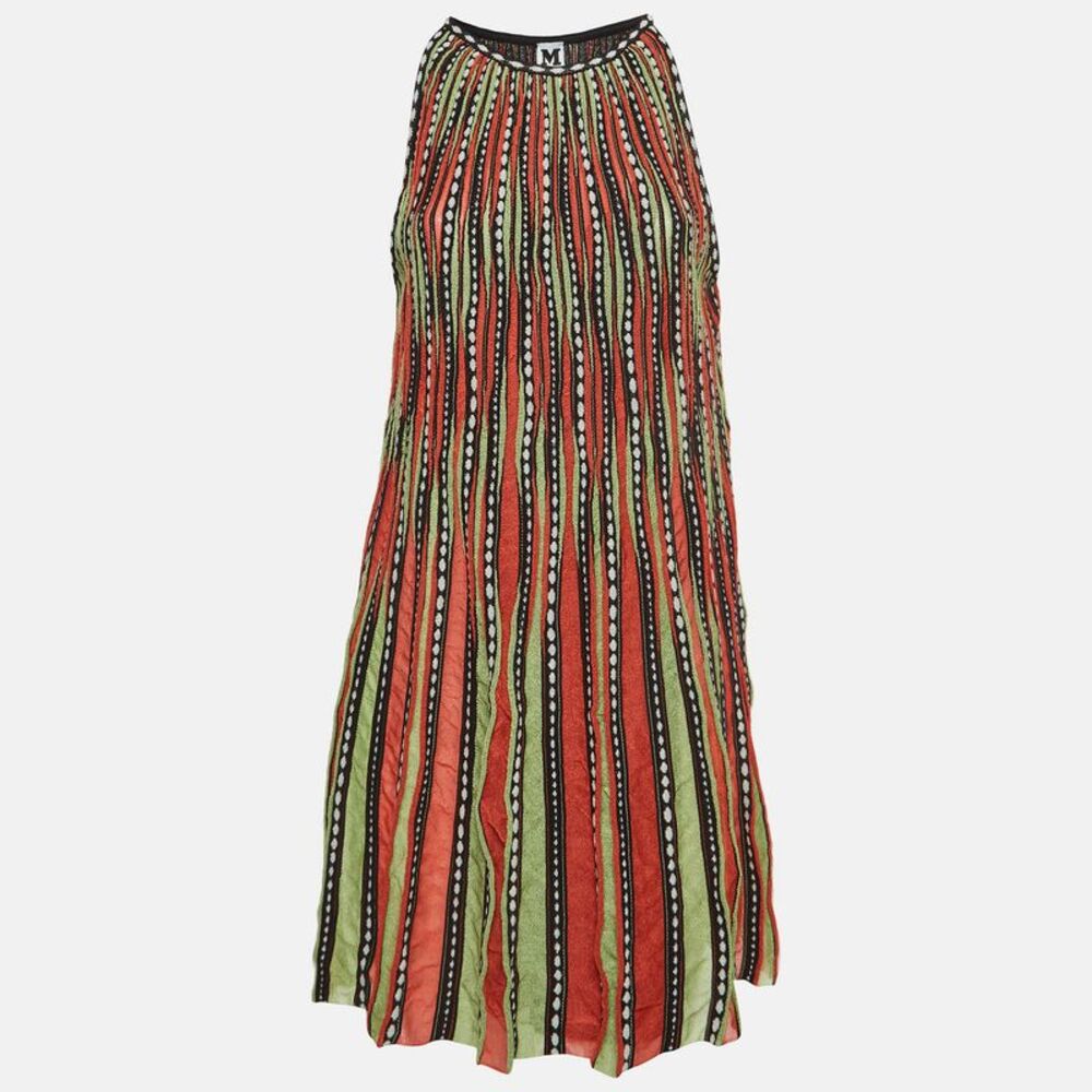 M Missoni Multicolor Striped Knit Sleeveless Mini Dress L